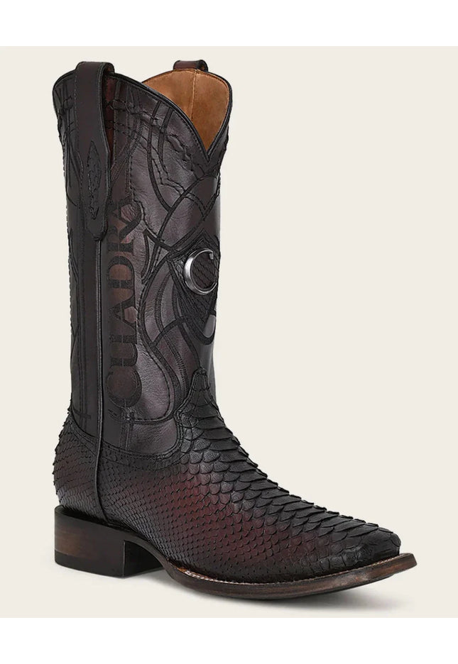 ENGRAVED MAHOGANY PYTHON WESTERN BOOTS - Rancho Sementalvariable