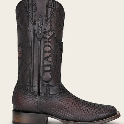 ENGRAVED MAHOGANY PYTHON WESTERN BOOTS - Rancho Sementalvariable