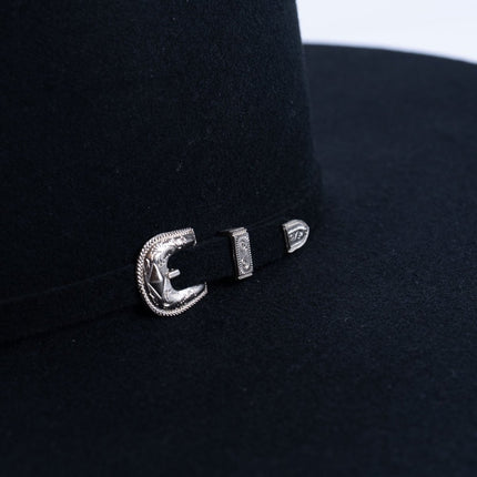 RANCHO SEMENTAL Black 3X Open Crown 4.5" Brim Felt Cowboy Hat - Rancho Sementalvariable