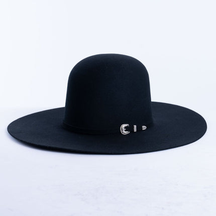 RANCHO SEMENTAL Black 3X Open Crown 4.5" Brim Felt Cowboy Hat - Rancho Sementalvariable
