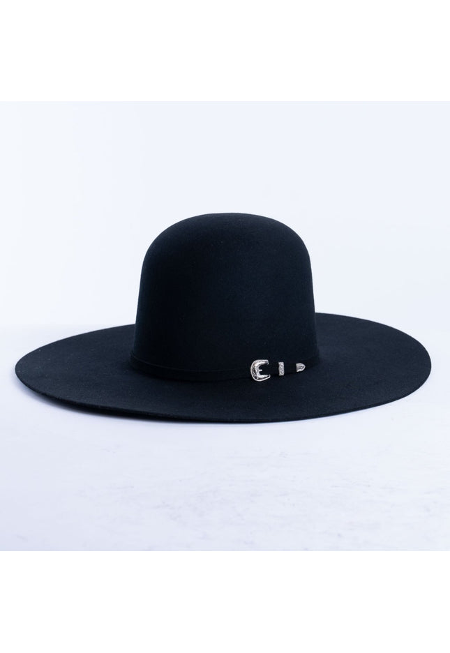 RANCHO SEMENTAL Black 3X Open Crown 4.5" Brim Felt Cowboy Hat - Rancho Sementalvariable