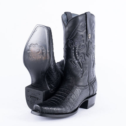 RANCHO SEMENTAL EXOTIC LEATHER Caiman Belly Black Cowboy Boots - Rancho Sementalvariable