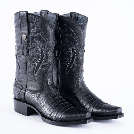 RANCHO SEMENTAL EXOTIC LEATHER Caiman Belly Black Cowboy Boots - Rancho Sementalvariable