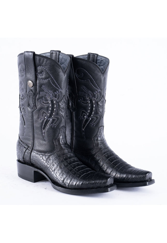 RANCHO SEMENTAL EXOTIC LEATHER Caiman Belly Black Cowboy Boots - Rancho Sementalvariable