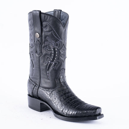 RANCHO SEMENTAL EXOTIC LEATHER Caiman Belly Black Cowboy Boots - Rancho Sementalvariable