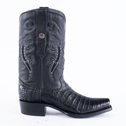 RANCHO SEMENTAL EXOTIC LEATHER Caiman Belly Black Cowboy Boots - Rancho Sementalvariable