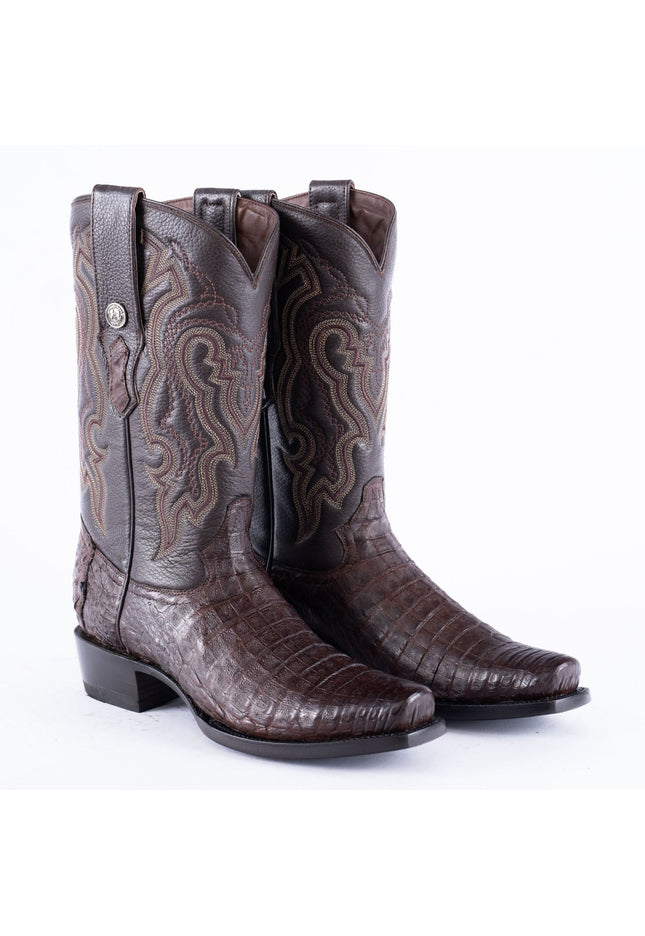 RANCHO SEMENTAL EXOTIC LEATHER Caiman Belly Brown Cowboy Boots - Rancho Sementalvariable