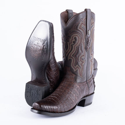 RANCHO SEMENTAL EXOTIC LEATHER Caiman Belly Brown Cowboy Boots - Rancho Sementalvariable