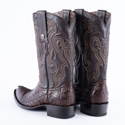 RANCHO SEMENTAL EXOTIC LEATHER Caiman Tail Brown Cowboy Boots - Rancho Sementalvariable