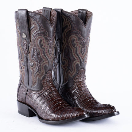 RANCHO SEMENTAL EXOTIC LEATHER Caiman Tail Brown Cowboy Boots - Rancho Sementalvariable