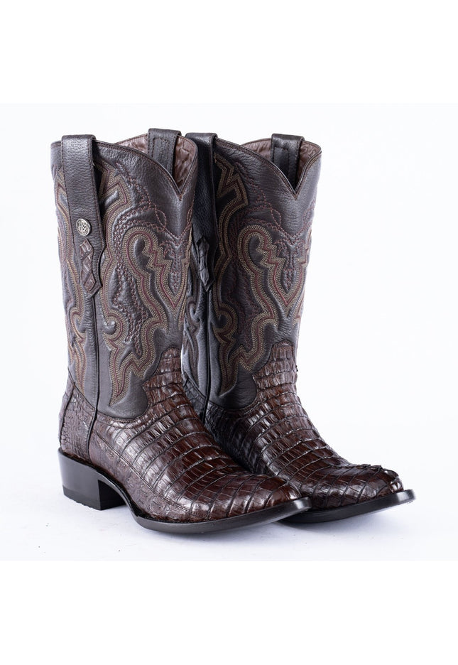 RANCHO SEMENTAL EXOTIC LEATHER Caiman Tail Brown Cowboy Boots - Rancho Sementalvariable