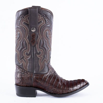 RANCHO SEMENTAL EXOTIC LEATHER Caiman Tail Brown Cowboy Boots - Rancho Sementalvariable