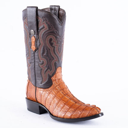 RANCHO SEMENTAL EXOTIC LEATHER Caiman Tail Cognac Cowboy Boots - Rancho Sementalvariable