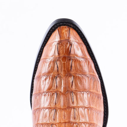 RANCHO SEMENTAL EXOTIC LEATHER Caiman Tail Cognac Cowboy Boots - Rancho Sementalvariable