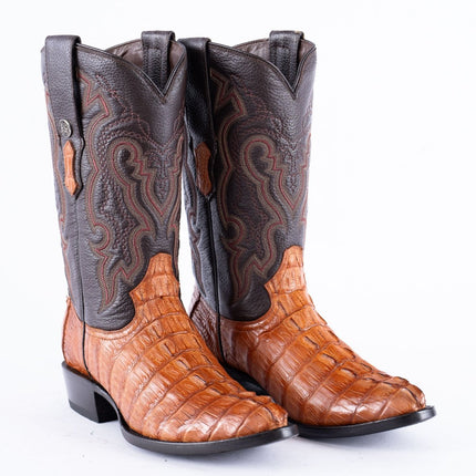 RANCHO SEMENTAL EXOTIC LEATHER Caiman Tail Cognac Cowboy Boots - Rancho Sementalvariable