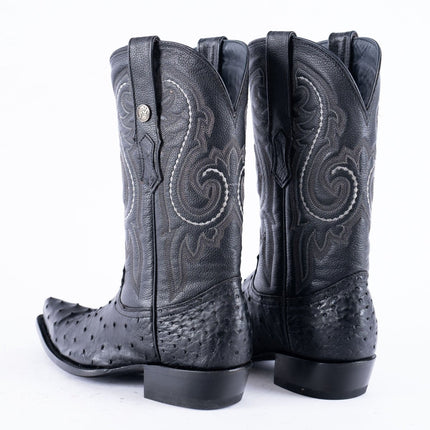 RANCHO SEMENTAL EXOTIC LEATHER Ostrich Black Cowboy Boots Snip toe - Rancho Sementalvariable
