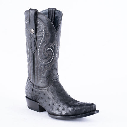 RANCHO SEMENTAL EXOTIC LEATHER Ostrich Black Cowboy Boots Snip toe - Rancho Sementalvariable