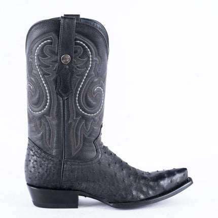 RANCHO SEMENTAL EXOTIC LEATHER Ostrich Black Cowboy Boots Snip toe - Rancho Sementalvariable