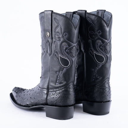 RANCHO SEMENTAL EXOTIC LEATHER Ostrich Black Cowboy Boots - Rancho Sementalvariable