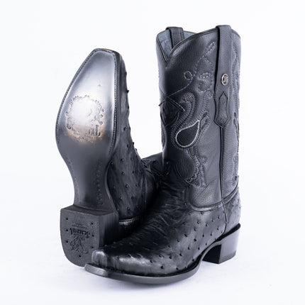 RANCHO SEMENTAL EXOTIC LEATHER Ostrich Black Cowboy Boots - Rancho Sementalvariable
