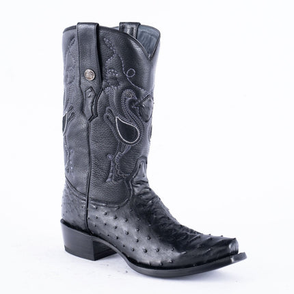 RANCHO SEMENTAL EXOTIC LEATHER Ostrich Black Cowboy Boots - Rancho Sementalvariable