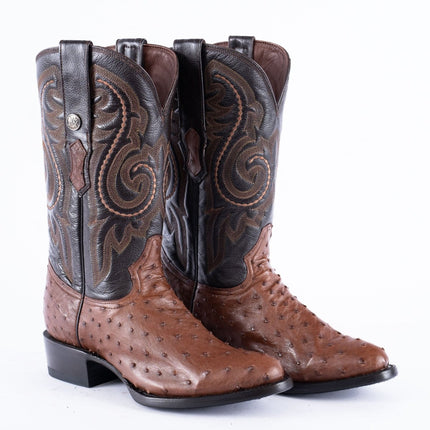 RANCHO SEMENTAL EXOTIC LEATHER Ostrich Brown Cowboy Boots - Rancho Sementalvariable