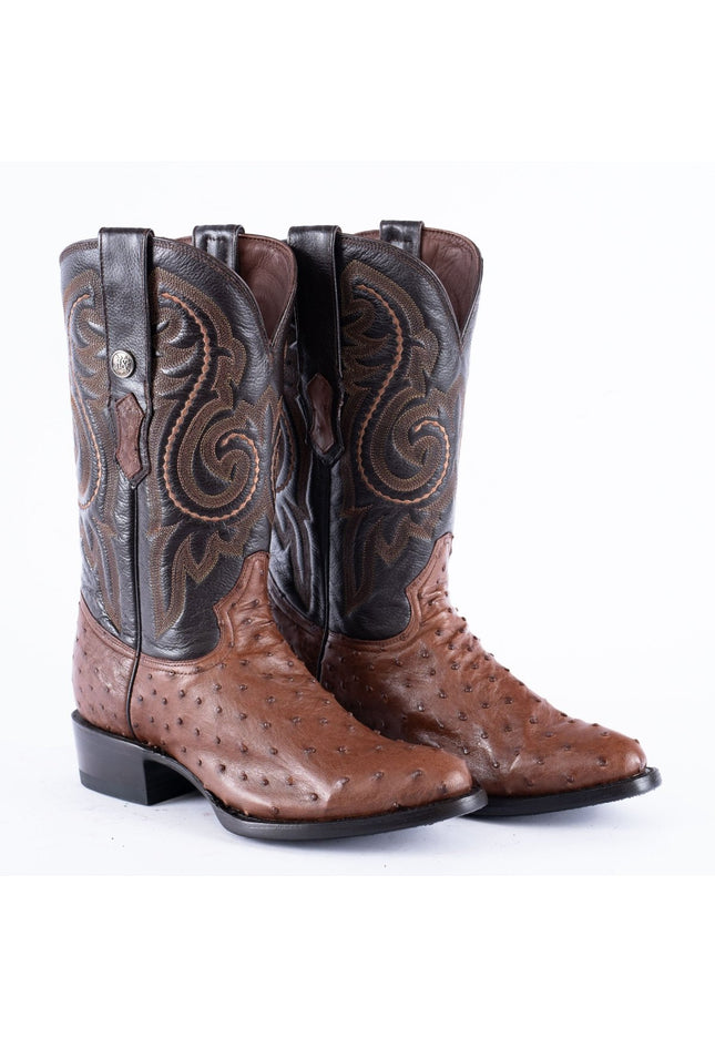 RANCHO SEMENTAL EXOTIC LEATHER Ostrich Brown Cowboy Boots - Rancho Sementalvariable