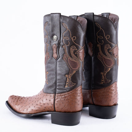 RANCHO SEMENTAL EXOTIC LEATHER Ostrich Brown Cowboy Boots - Rancho Sementalvariable