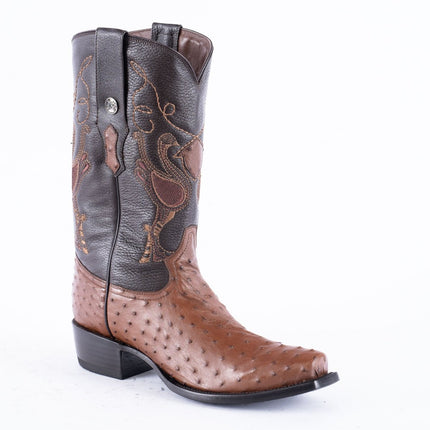 RANCHO SEMENTAL EXOTIC LEATHER Ostrich Brown Cowboy Boots - Rancho Sementalvariable