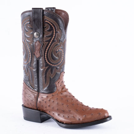 RANCHO SEMENTAL EXOTIC LEATHER Ostrich Brown Cowboy Boots - Rancho Sementalvariable