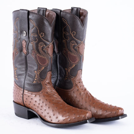 RANCHO SEMENTAL EXOTIC LEATHER Ostrich Brown Cowboy Boots - Rancho Sementalvariable
