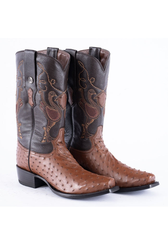 RANCHO SEMENTAL EXOTIC LEATHER Ostrich Brown Cowboy Boots - Rancho Sementalvariable