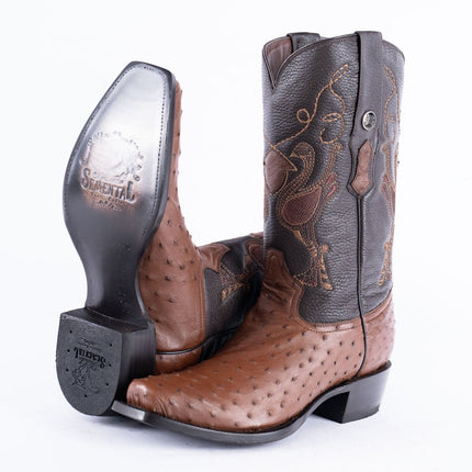 RANCHO SEMENTAL EXOTIC LEATHER Ostrich Brown Cowboy Boots - Rancho Sementalvariable