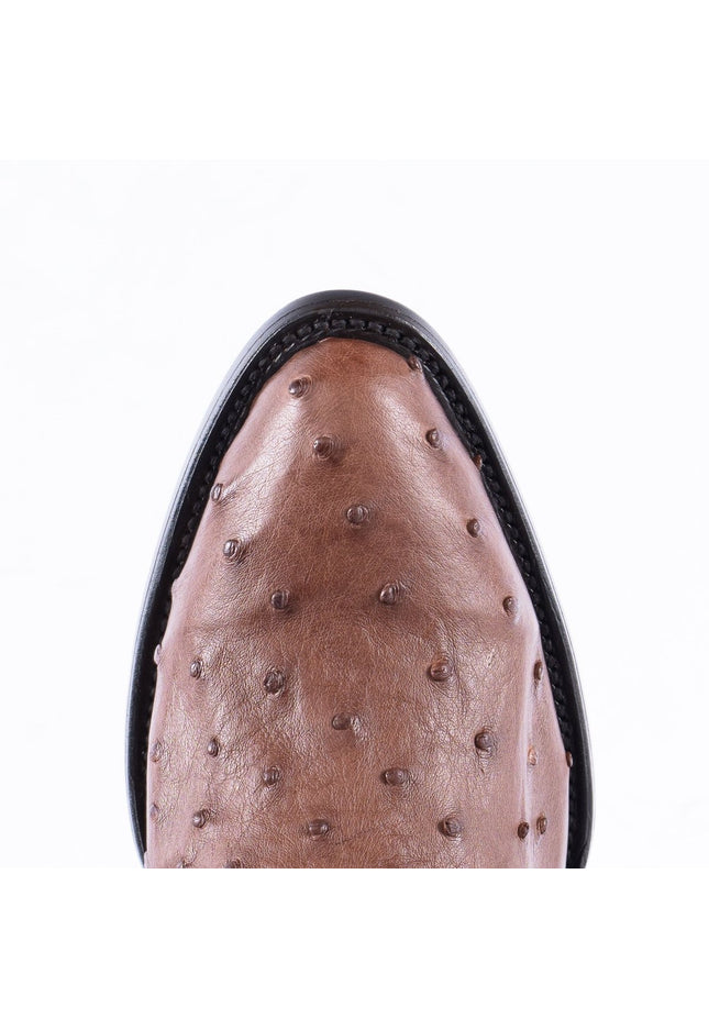 RANCHO SEMENTAL EXOTIC LEATHER Ostrich Brown Cowboy Boots - Rancho Sementalvariable