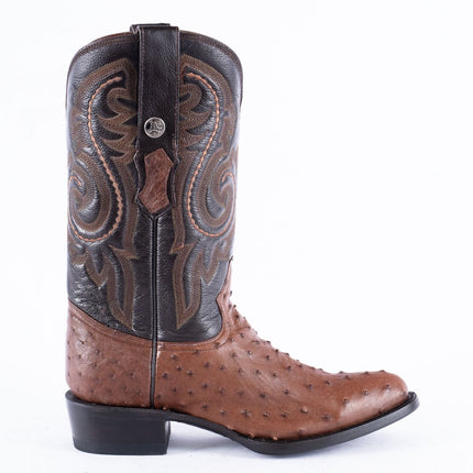 RANCHO SEMENTAL EXOTIC LEATHER Ostrich Brown Cowboy Boots - Rancho Sementalvariable