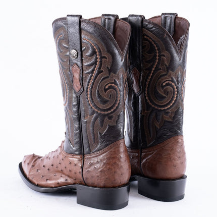 RANCHO SEMENTAL EXOTIC LEATHER Ostrich Brown Cowboy Boots - Rancho Sementalvariable