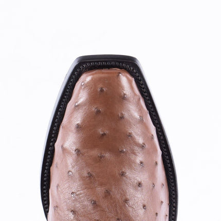 RANCHO SEMENTAL EXOTIC LEATHER Ostrich Brown Cowboy Boots - Rancho Sementalvariable