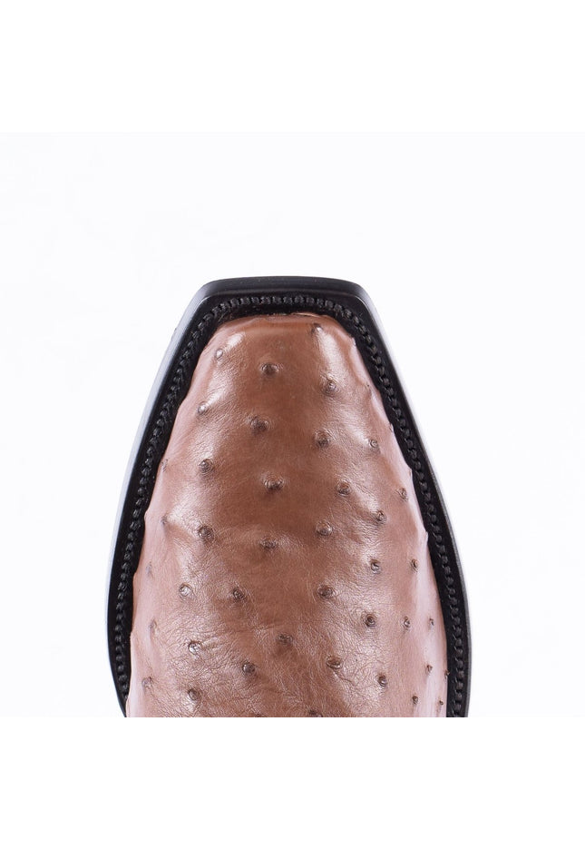 RANCHO SEMENTAL EXOTIC LEATHER Ostrich Brown Cowboy Boots - Rancho Sementalvariable