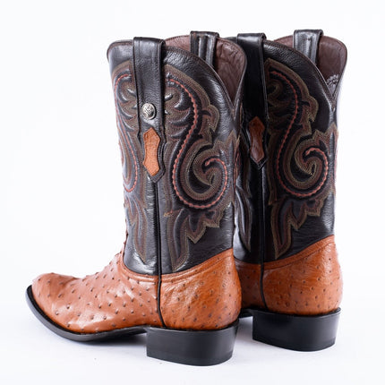 RANCHO SEMENTAL EXOTIC LEATHER Ostrich Cognac Cowboy Boots - Rancho Sementalvariable