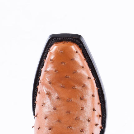 RANCHO SEMENTAL EXOTIC LEATHER Ostrich Cognac Cowboy Boots - Rancho Sementalvariable