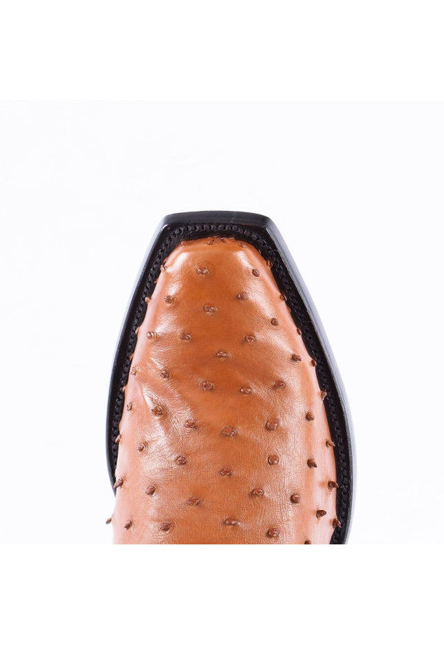 RANCHO SEMENTAL EXOTIC LEATHER Ostrich Cognac Cowboy Boots - Rancho Sementalvariable