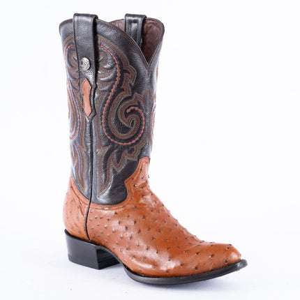 RANCHO SEMENTAL EXOTIC LEATHER Ostrich Cognac Cowboy Boots - Rancho Sementalvariable