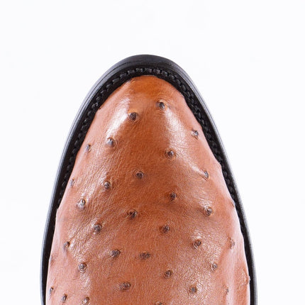 RANCHO SEMENTAL EXOTIC LEATHER Ostrich Cognac Cowboy Boots - Rancho Sementalvariable