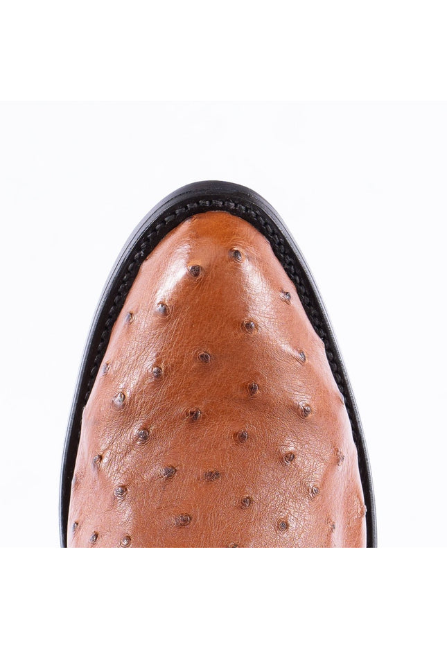 RANCHO SEMENTAL EXOTIC LEATHER Ostrich Cognac Cowboy Boots - Rancho Sementalvariable