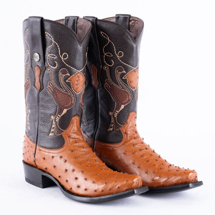 RANCHO SEMENTAL EXOTIC LEATHER Ostrich Cognac Cowboy Boots - Rancho Sementalvariable