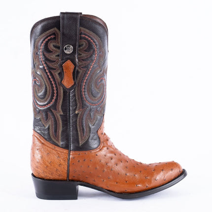 RANCHO SEMENTAL EXOTIC LEATHER Ostrich Cognac Cowboy Boots - Rancho Sementalvariable