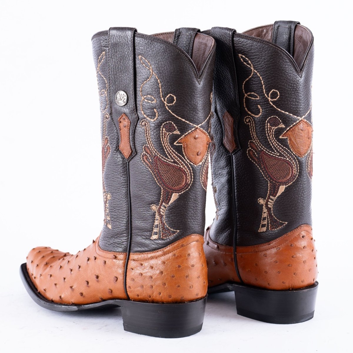 RANCHO SEMENTAL EXOTIC LEATHER Ostrich Cognac Cowboy Boots