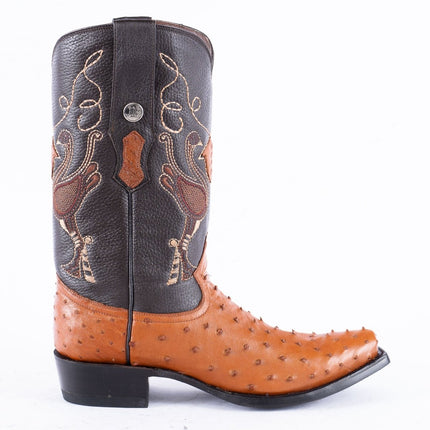 RANCHO SEMENTAL EXOTIC LEATHER Ostrich Cognac Cowboy Boots - Rancho Sementalvariable