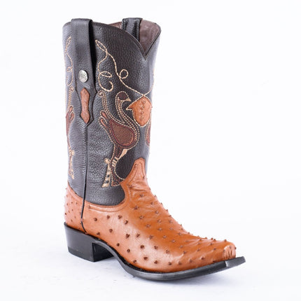 RANCHO SEMENTAL EXOTIC LEATHER Ostrich Cognac Cowboy Boots - Rancho Sementalvariable