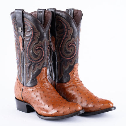 RANCHO SEMENTAL EXOTIC LEATHER Ostrich Cognac Cowboy Boots - Rancho Sementalvariable